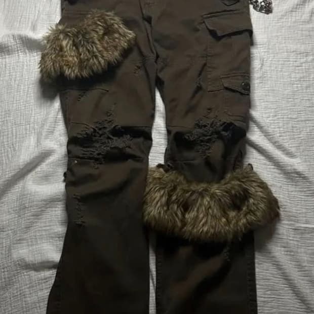 “G.O.A” real fur cargo pants