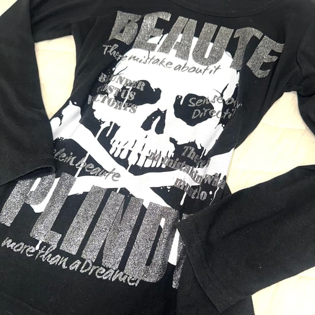 y2k 펑크 고스 해골 긴팔티 롱슬리브