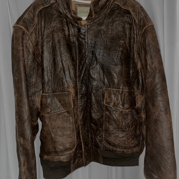90s distressed brown leather jacket