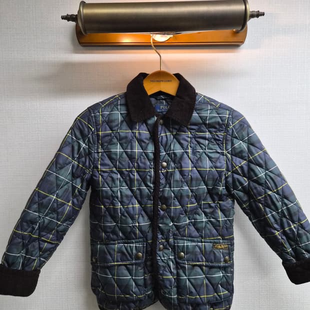 키즈 S/8)폴로 랄프로렌 타탄체크 퀼팅 자켓 팝니다