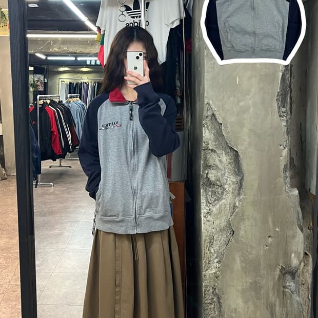 노티카 배색 집업 져지 그레이 M #csz2639 