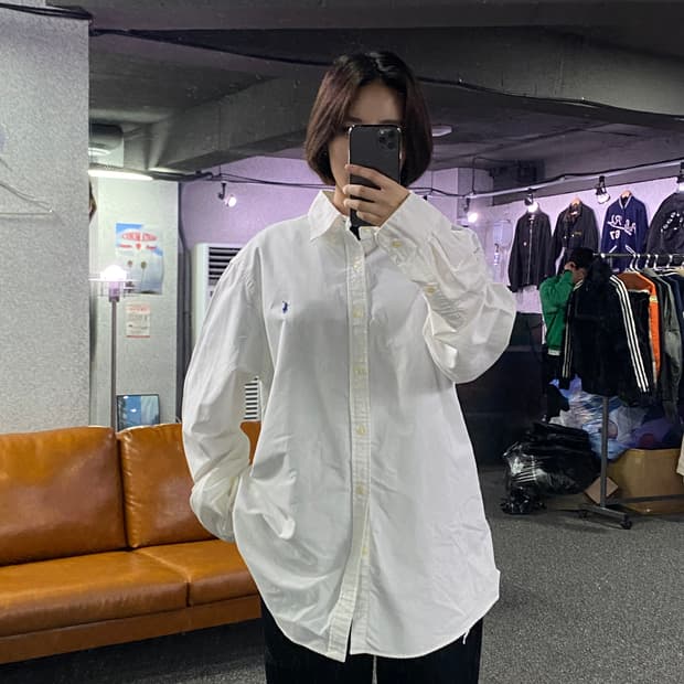 폴로 랄프로렌 블루 포니 화이트 셔츠 B2763