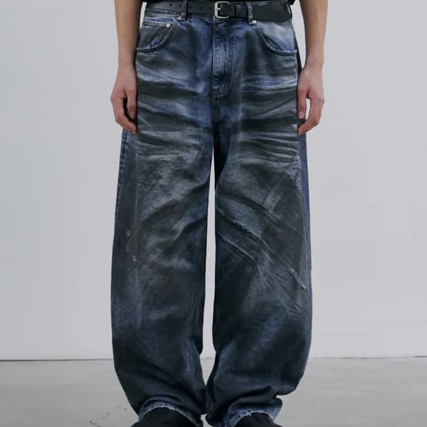 브랜디드 와이드 데님 청바지 34