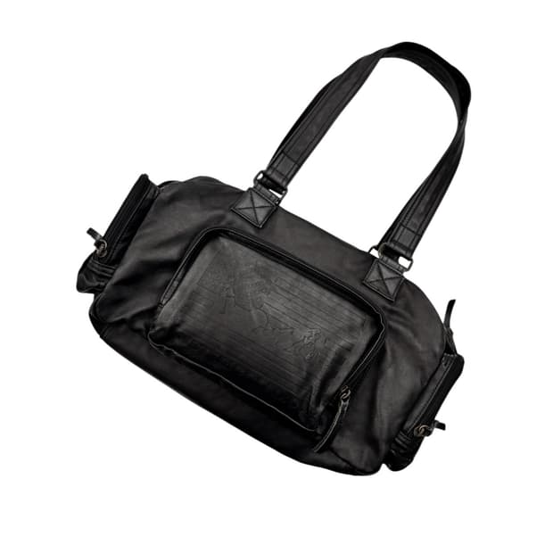 히스테릭글래머 코티드 캔버스 숄더백 블랙