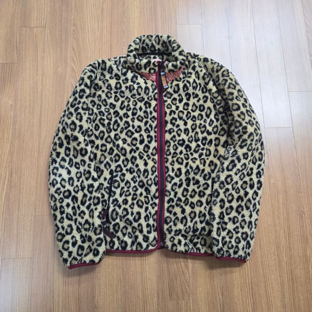 (4) 캐피탈 레오파드 플리스 집 블루종 후리스