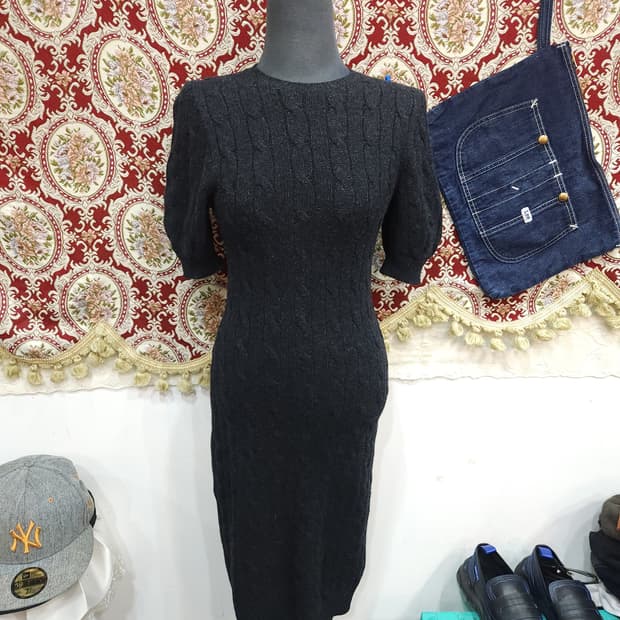 폴로 랄프로렌 00s 캐시미어 울 꽈배기 반팔 원피스
​