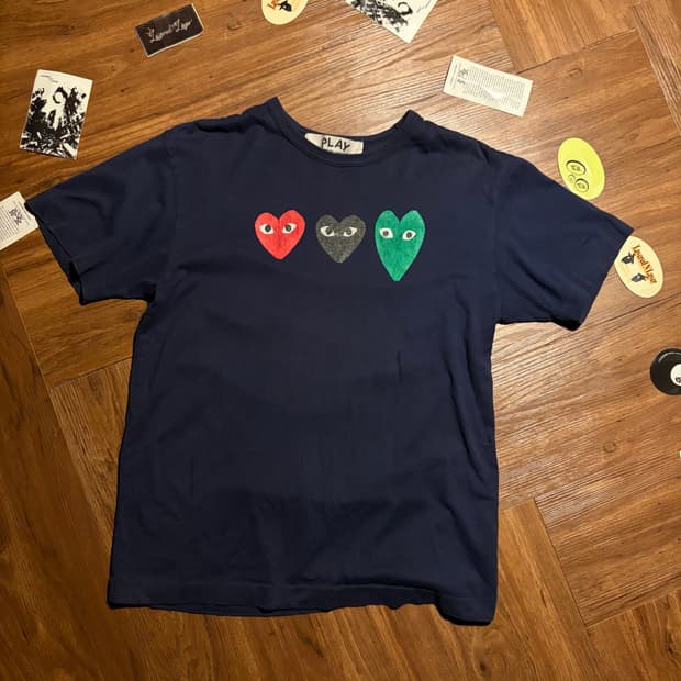 00S COMME DES GARCONS 플레이 싱글스티치 티셔츠