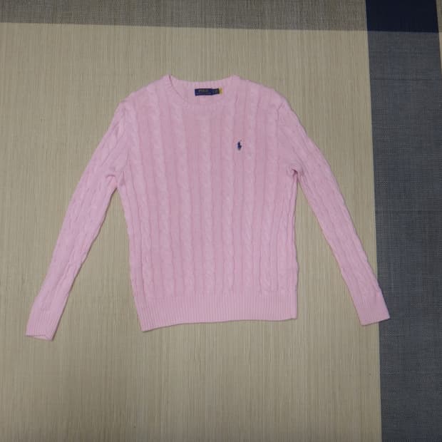 (M/95) 폴로랄프로렌 남성 라운드 꽈배기 면 니트