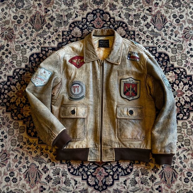 A-2 플라이트 램스킨 레더 자켓 100