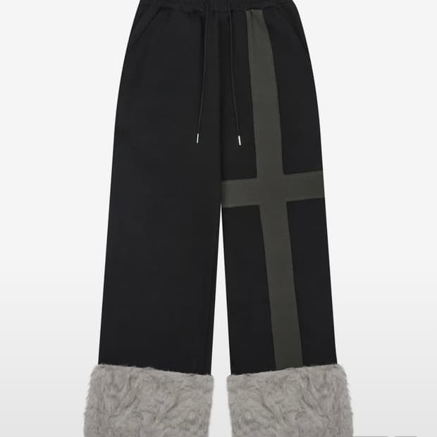 러브이즈트루 FUR TRIM 퍼 트레이닝팬츠 블랙