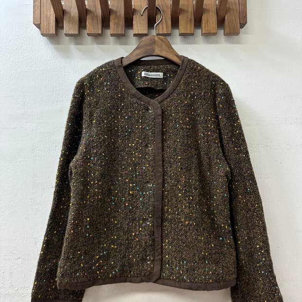 일본빈티지 ABRAHAM 보카시 울 네프 라운드 코트 자켓