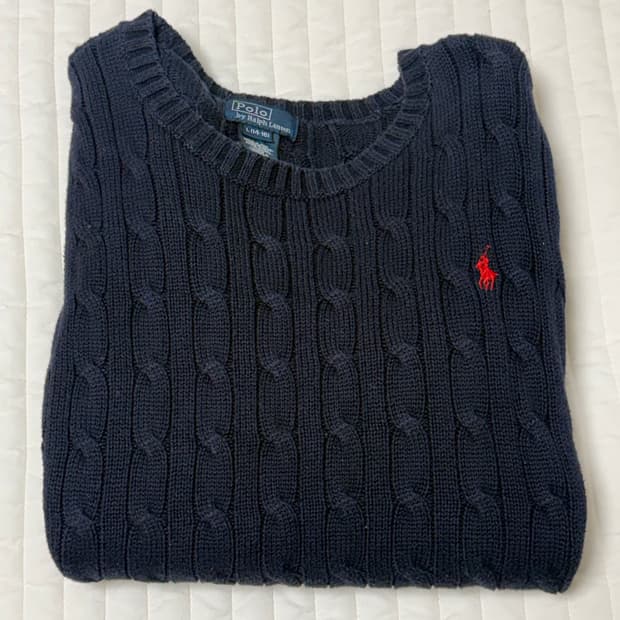 폴로랄프로렌 꽈배기 니트 네이비