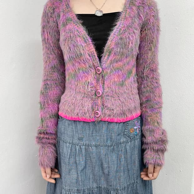 앤더슨벨 헤어리 버튼 가디건 