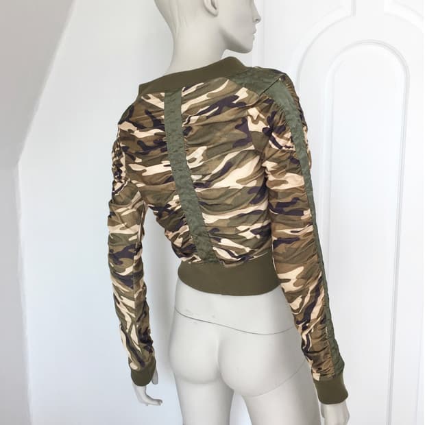 Vitage camouflage Shirring Zip-up