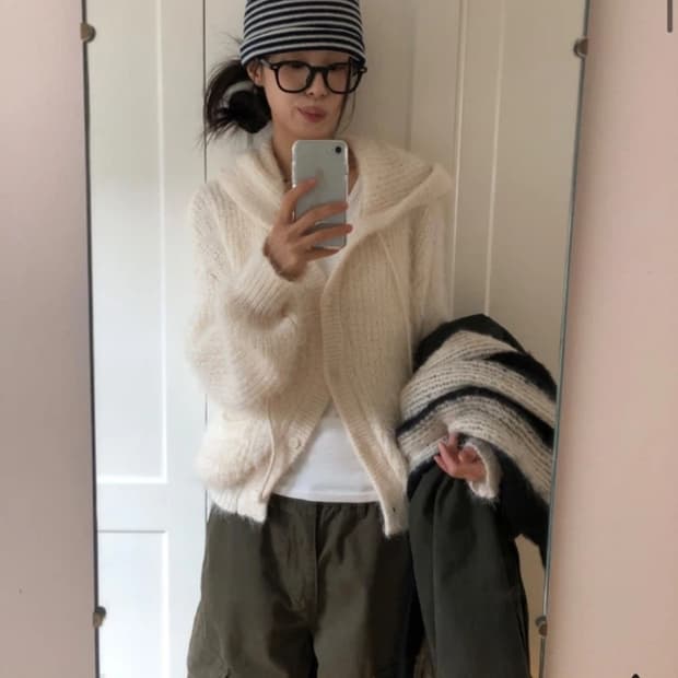 릿킴 스노우 후드 가디건 (크림)