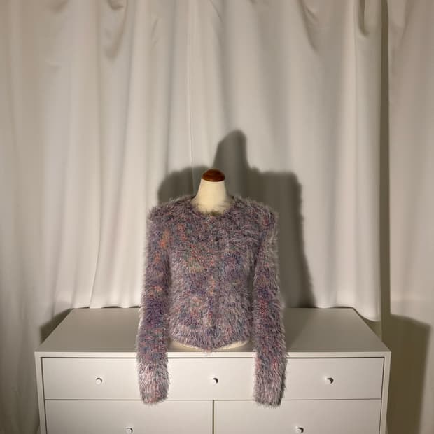 shoulder point rainbow knit zip up 