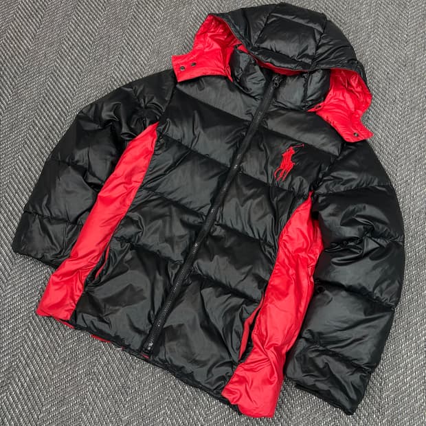 폴로 패딩 블랙/레드