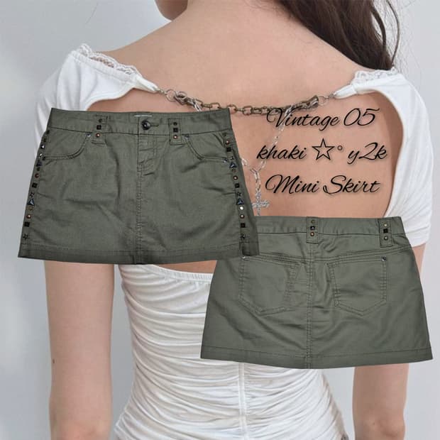 Vintage 05 khaki ☆° y2k Mini Skirt