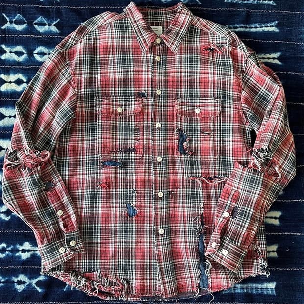 비즈빔 20ss 럼버셔츠 크래쉬 인디고/레드 3