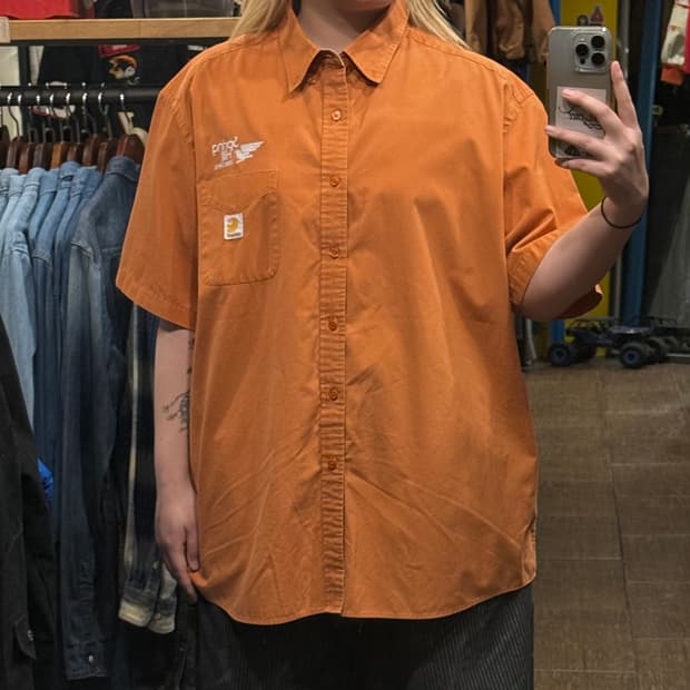 [HI] 빈티지 칼하트 반팔 셔츠 오렌지 