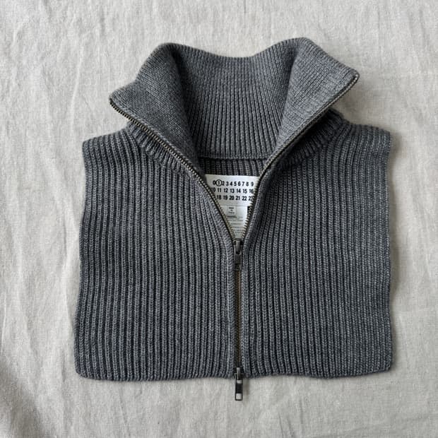 마르지엘라 넥워머 스카프 니트 집업 OS