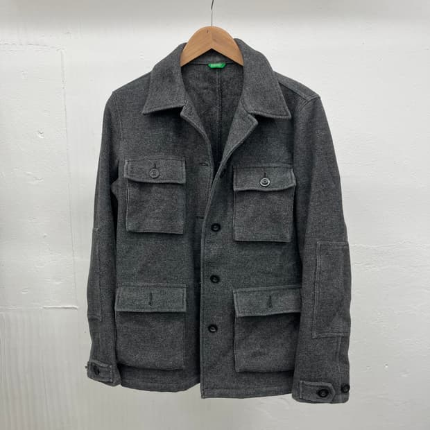 M)  BENETTON WOOL UTILITU JACKET