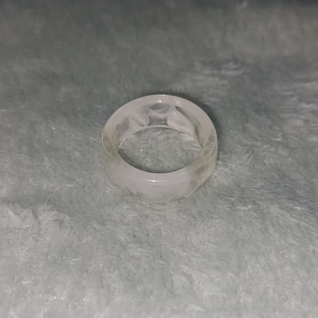 화이트 마블링 레이어드 반지