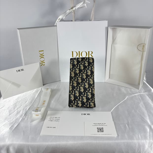 (풀박스,정품)디올 오블리크 자카드 장지갑