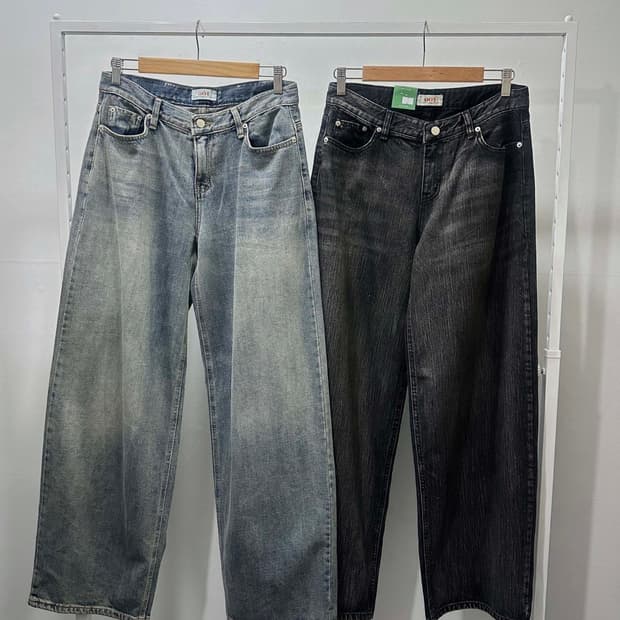 ootj 데일리 벌룬 와이드 데님 흑청 / 비비파크