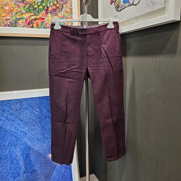 브루넬로 쿠치넬리 버건디 코튼 팬츠