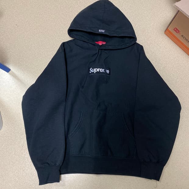 [M] 23FW 슈프림 박스로고 후드티 블랙