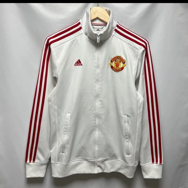 [정품/100] 아디다스 맨유 삼선 화이트레드 트랙탑/져지