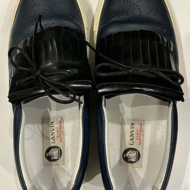 LANVIN 37 여성 네이비 가죽 스니커즈