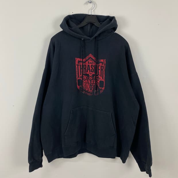 트레셔 Thrasher 블랙 후드티 XL <632>