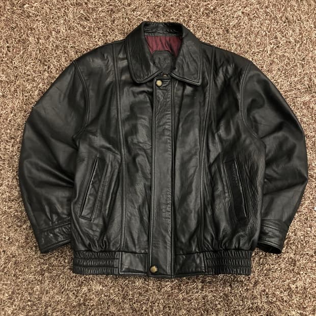 빈티지 양가죽 봄버 레더 가죽 자켓