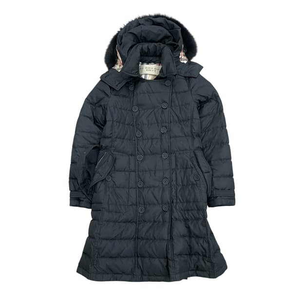 버버리 여성 후드 롱패딩 블랙