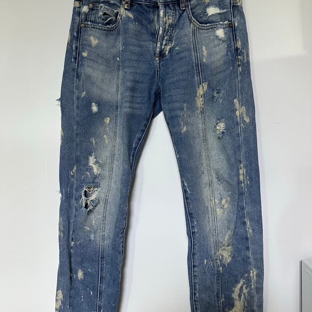 Off-White 크롭핏 청바지