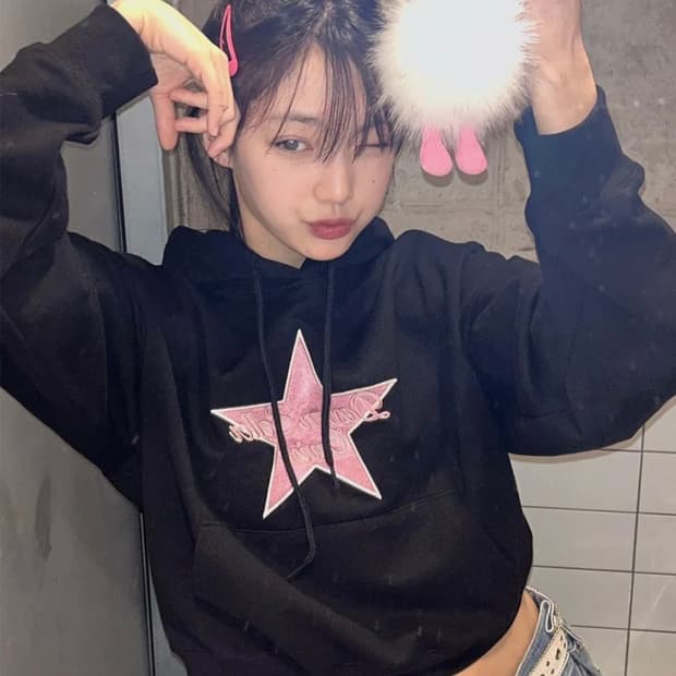 카비시 스타 크롭 후드티