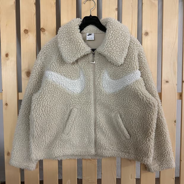 (S) 나이키 더블스우시 베이지 쉐르파 후리스 플리스 자켓