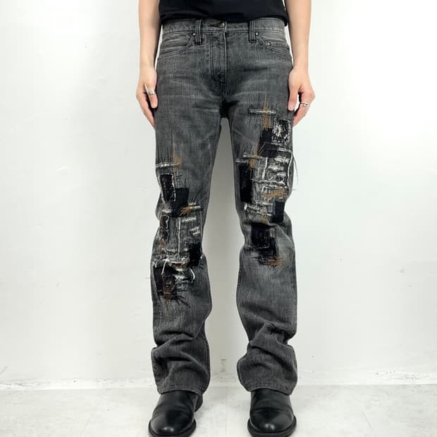 Jelado Patchwork Distressed Black Denim 