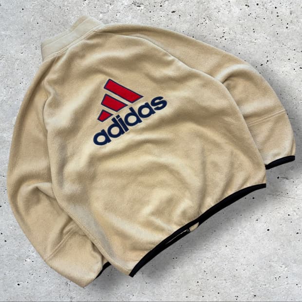 [L] 아디다스 올드 빅로고 베이지색 후리스 집업 D872