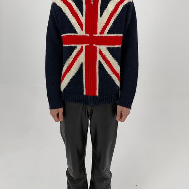 JP Vintage Union Jack 니트 집업
