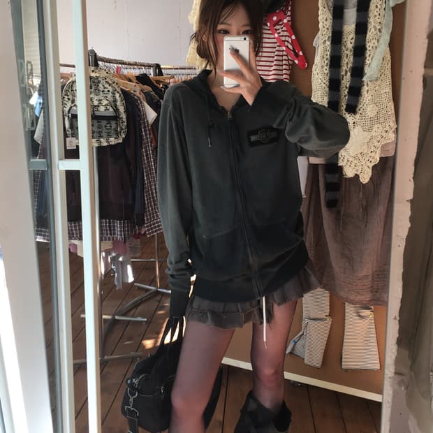 할리데이비슨 패턴 후드집업
