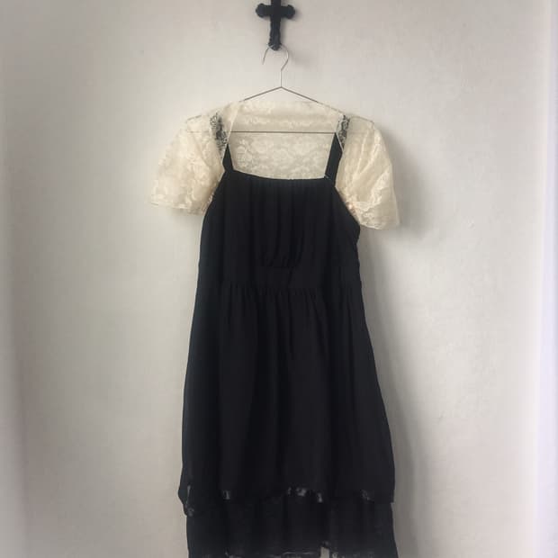 Lace bolero layered sleeveless onepiece