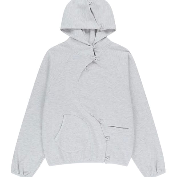 산산기어 버튼 후디 화이트 멜란지