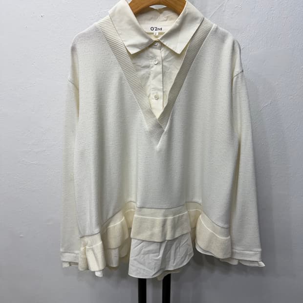 정품) O2nd 오즈세컨 한섬 니트 레이어드 셔츠 66