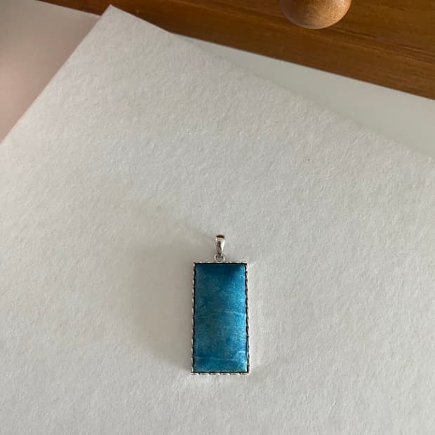 블루 사각 목걸이 팬던트