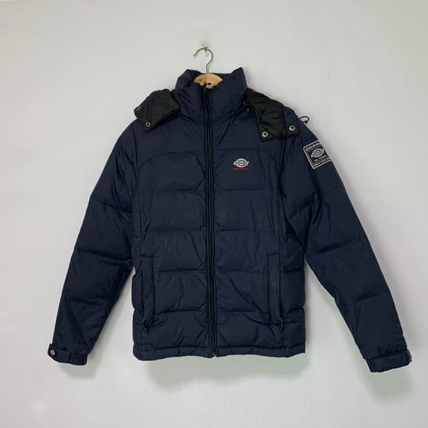 디키즈 빈티지 네이비 푸퍼 후드 패딩 점퍼 남성 S 남녀공용