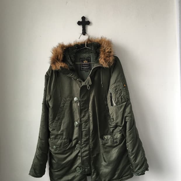 Alpha industries fake fur hood khaki jum