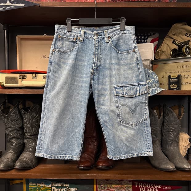 00s 리바이스 503 재팬라인 원포켓 카고 5부 데님팬츠  N1119